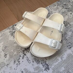 Birkenstock White Double Strap Sandals with Buckles